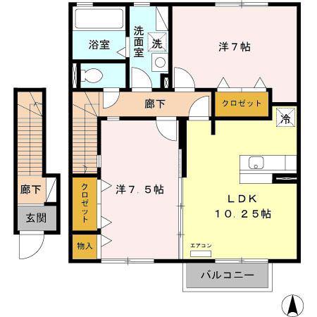 カーサ・デル・ピーノ(2LDK/2階)の間取り写真