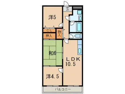芦屋三木マンション(3LDK/1階)の間取り写真