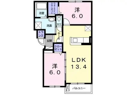 SUNSHINE文京台(2LDK/4階)の間取り写真
