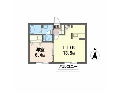 メダリアス A(1LDK/1階)の間取り写真