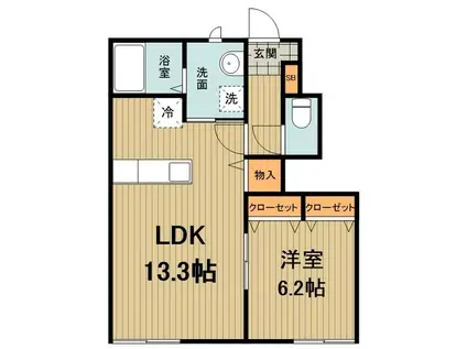 ニュータウン瑞穂A棟(1LDK/1階)の間取り写真