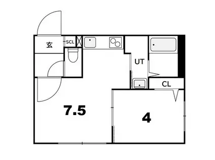 ラフィーネ平岸III(1DK/4階)の間取り写真