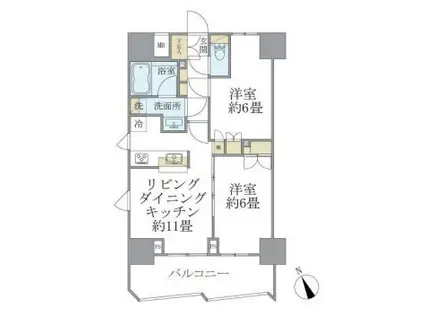 ソレアード早稲田(2LDK/11階)の間取り写真