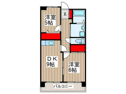 ルプソアール(2DK/5階)の間取り写真