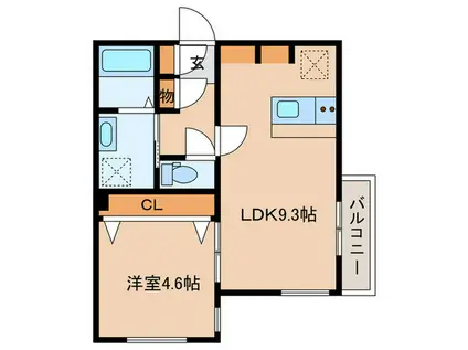 アリシア相模大野(1LDK/2階)の間取り写真