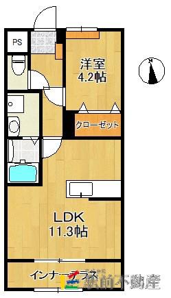 ソラーレ鳥栖(1LDK/1階)の間取り写真