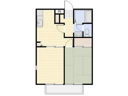 グリーンハイム2(2DK/2階)の間取り写真