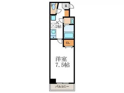 パークアジュール(1K/2階)の間取り写真