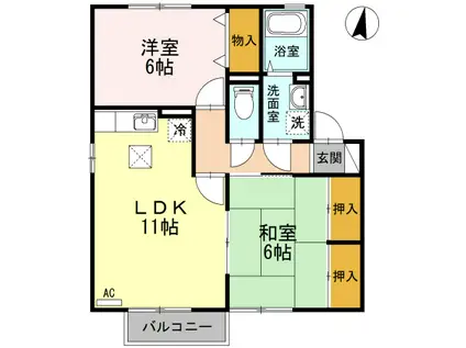 セレクト川内 A棟(2LDK/1階)の間取り写真