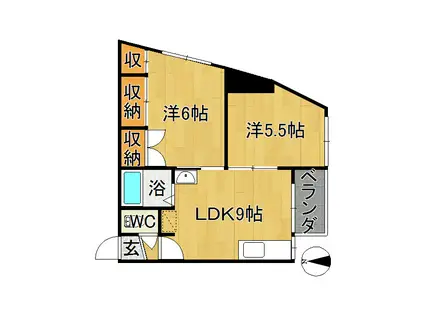 扶岳ビル(2LDK/5階)の間取り写真