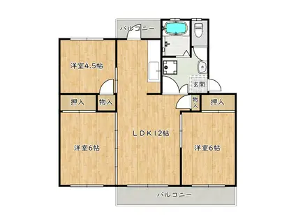 泉北槙塚台10号棟(3LDK/4階)の間取り写真