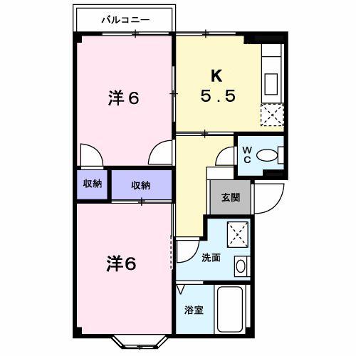 フルーレゾン(2K/2階)の間取り写真