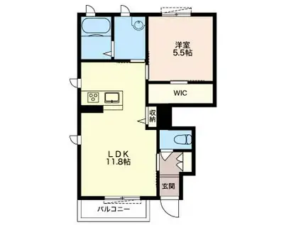 プレミール シェソワ D(1LDK/1階)の間取り写真