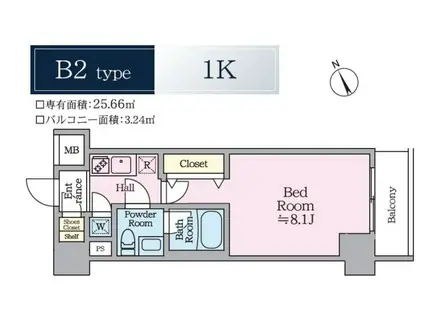 ルフレグランデ川崎ドゥーエ(1K/5階)の間取り写真