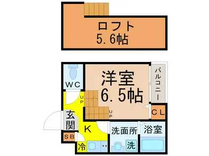 ブライトコート(1K/2階)の間取り写真