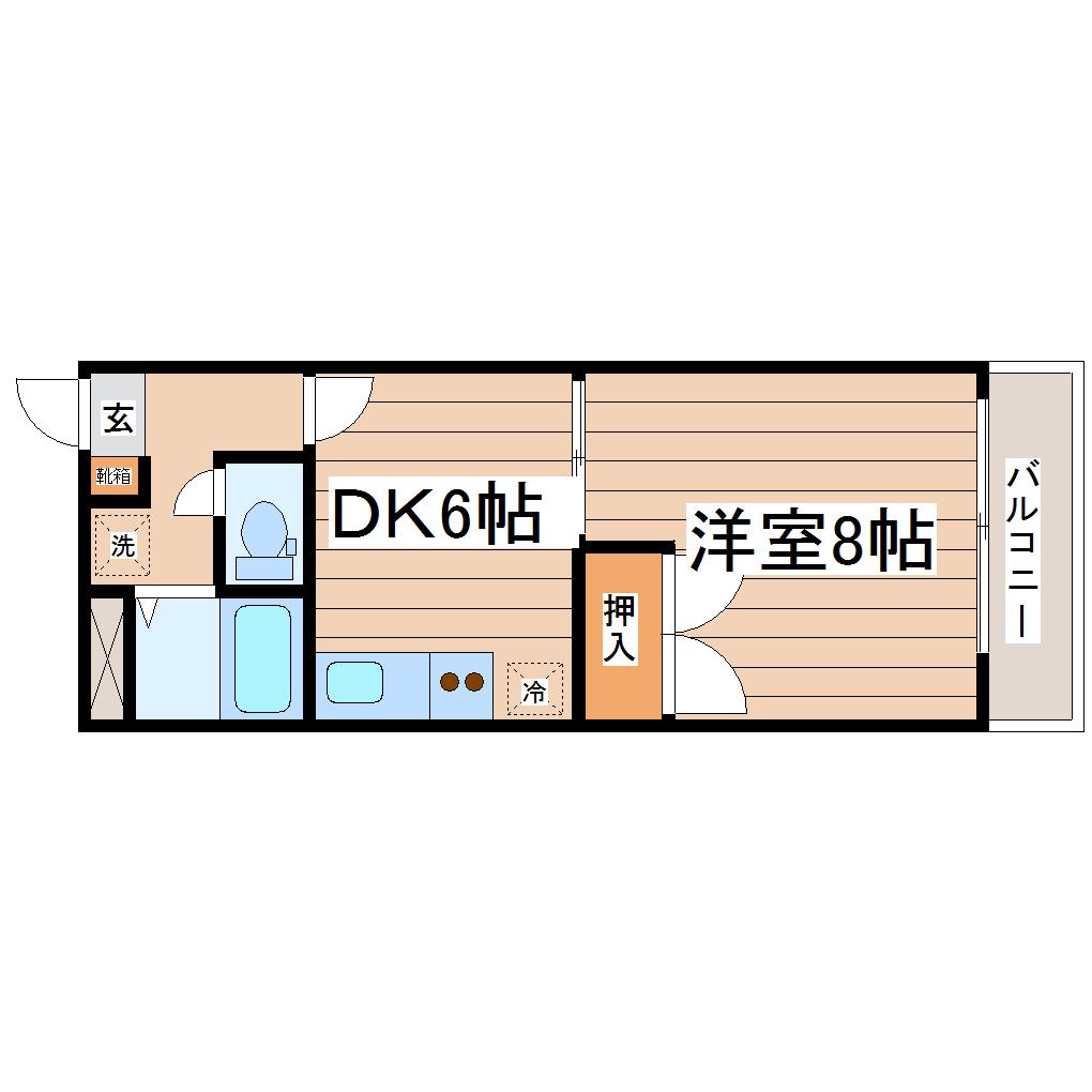 八木山アベニュー(1DK/1階)の間取り写真