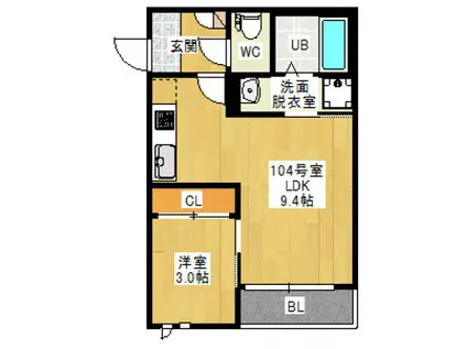 GRANDTIC 五日市HARU(1LDK/1階)の間取り写真