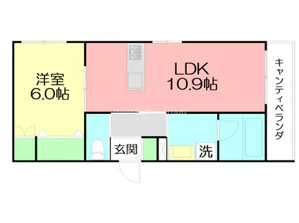 国分南3丁目メゾン(1LDK/3階)の間取り写真