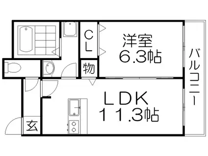 レオン光善寺(1LDK/4階)の間取り写真