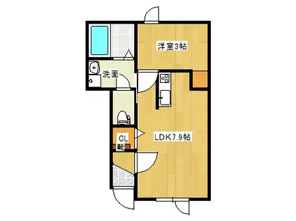 リトリート南笹口(1LDK/1階)の間取り写真