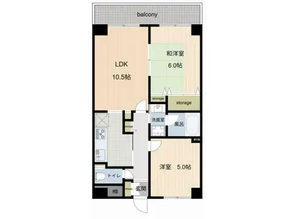 クリオ海老名弐番館(2LDK/7階)の間取り写真