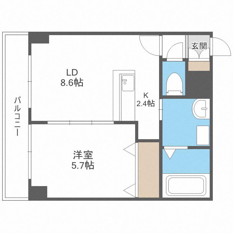 レゾ札幌(1LDK/6階)の間取り写真