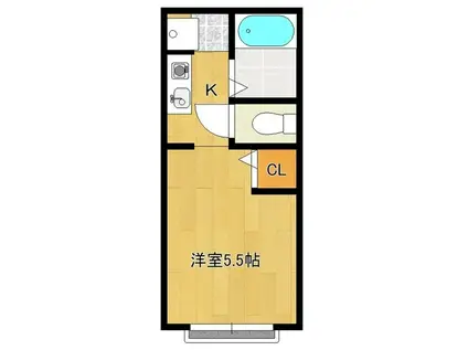 コンラッド(1K/2階)の間取り写真