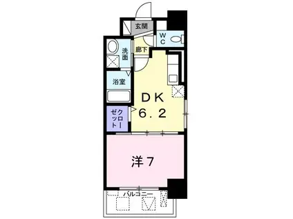 グランデ・マ-レ姪浜駅前(1DK/3階)の間取り写真