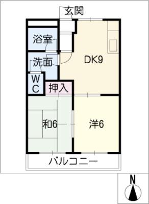 コーポマルベリー(2DK/2階)の間取り写真