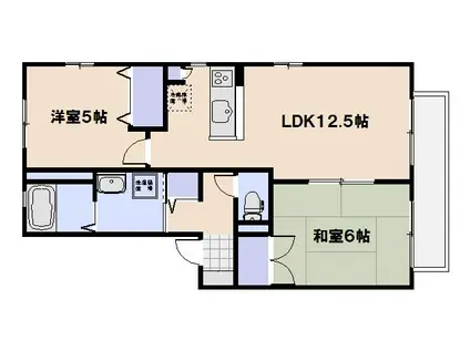 ヴィラージュ旭園(2LDK/1階)の間取り写真