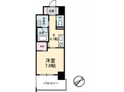 ヴィラシオン段原南(1K/9階)の間取り写真