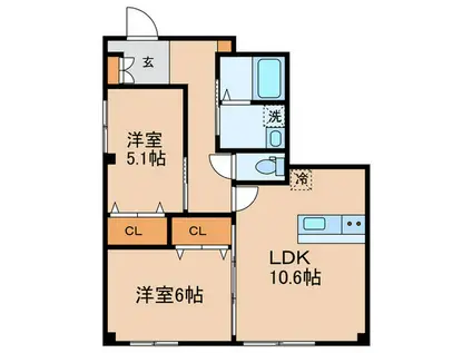 CAVE CHITOFUNA(2LDK/1階)の間取り写真