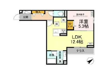アルスフィルド相模原(1LDK/2階)の間取り写真
