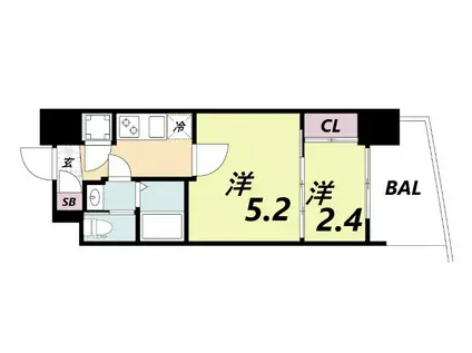 セレニテ神戸プリエ(1LDK/4階)の間取り写真