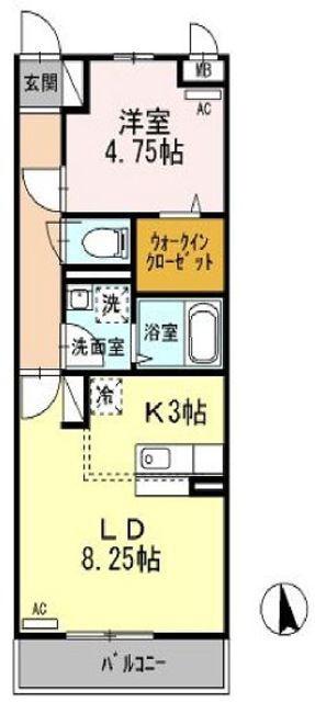 サウスステージ(1LDK/2階)の間取り写真