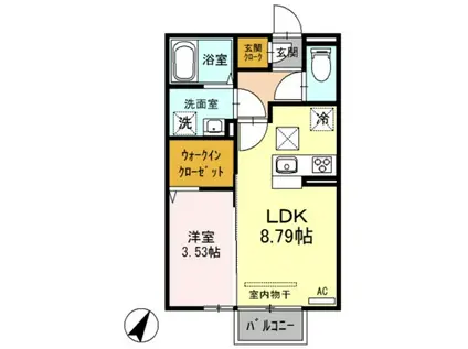 スカーヴァティー(1LDK/1階)の間取り写真