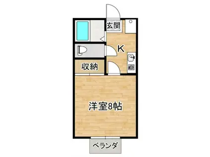 アルティームD(1K/1階)の間取り写真