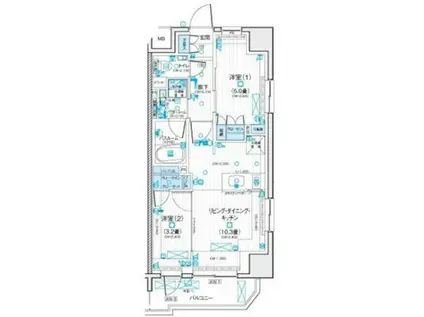 デュオステージ相模大野(2LDK/3階)の間取り写真