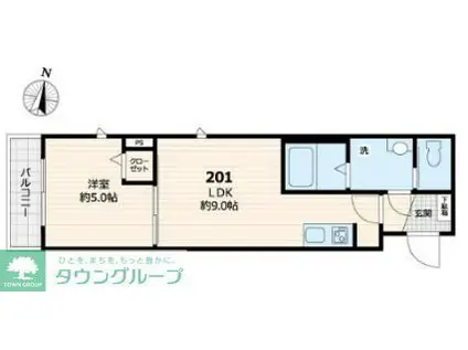 SUNNY CORK サニーコーク(1LDK/2階)の間取り写真