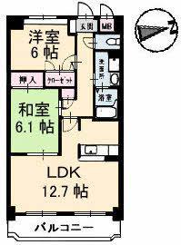 ジュビリー(2LDK/3階)の間取り写真
