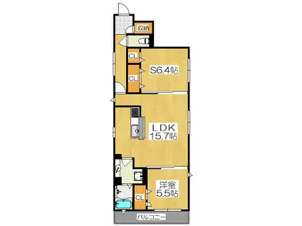 シャーメゾン舞鶴(1SLDK/2階)の間取り写真