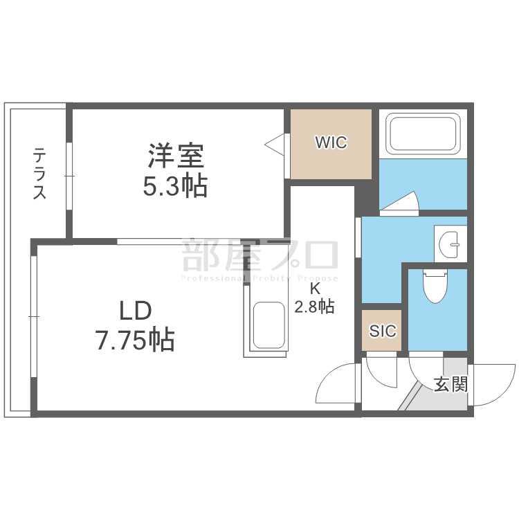 CITY SQUARE菊水(1LDK/1階)の間取り写真