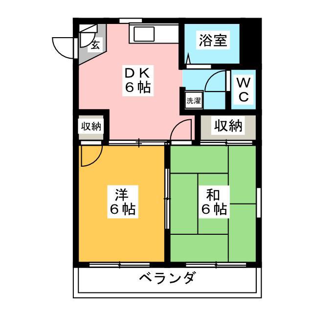 パールハイツ堀江(2DK/1階)の間取り写真