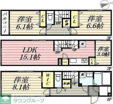 URBAN PARK三鷹(3LDK/1階)の間取り写真