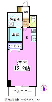 グランバロン宇都宮(1K/5階)の間取り写真