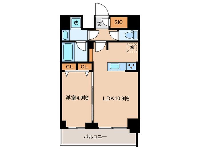 S-RESIDENCE新宿早稲田AVELIS(1LDK/4階)の間取り写真