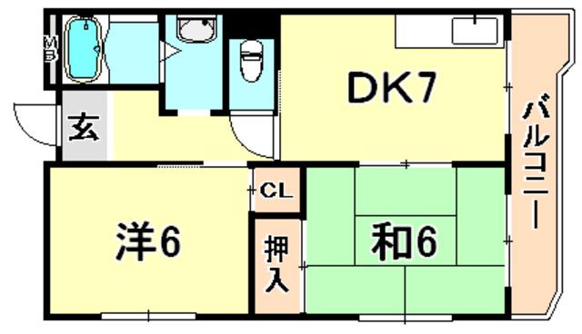 エムエイチハイツ(2DK/3階)の間取り写真