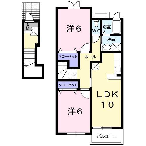 ブリーゼ(2LDK/2階)の間取り写真