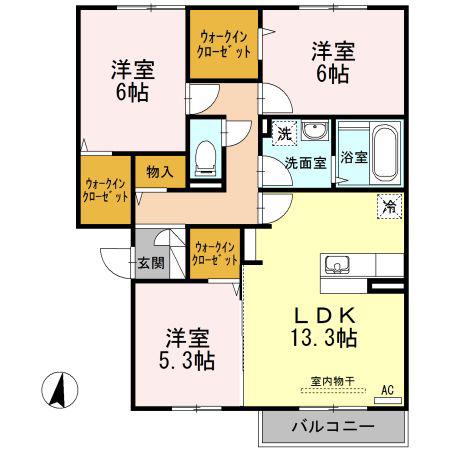 カーサ・チェントロ(3LDK/3階)の間取り写真