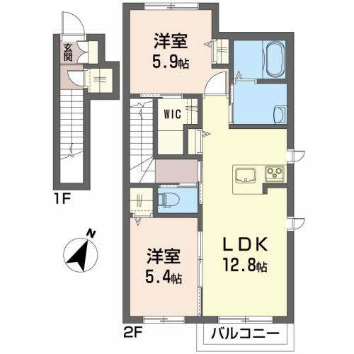 レジナス(2LDK/2階)の間取り写真